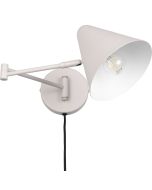 Trio Cosima 263970176 warmgrijs metalen wandlamp met zwenkarm en metalen kap en snoer met stekker