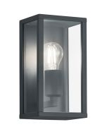 Trio Garonne 201860142 zwarte rechthoekige wandlamp met drie helder glazen ruitjes