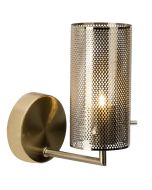 Brilliant Gracian 90060/18 messing wandlamp met staande cilindervormige kap van messing gaas