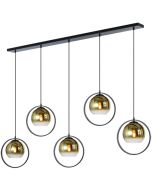 Freelight Aureol H2235GD zwarte hanglamp met goud glas