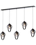 Freelight Aureol H2235SK zwarte hanglamp met rookglas