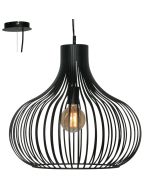 Freelight Aglio H7843Z zwarte hanglamp van dunne reepjes metaal