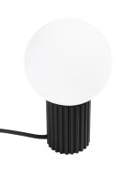 Sollux Halo SL.1716 tafellamp met zwart geribbelde voet en wit glazen lampenkap