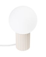 Sollux Halo SL.1721 tafellamp met beige geribbelde voet en wit glazen lampenkap