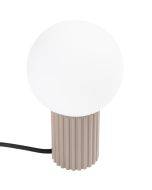 Sollux Halo SL.1746 tafellamp met taupe kleurige geribbelde voet en wit glazen lampenkap