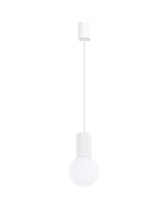 Sollux Halo SL.1709 wit geribbelde hanglamp met bolvormig glazen kap van 12cm in diameter