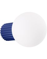 Sollux Halo SL.1737 marine blauw geribbelde wandlamp met wit bolvormig glazen kap