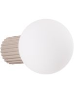 Sollux Halo SL.1742 taupe kleurig geribbelde wandlamp met wit bolvormig glazen kap
