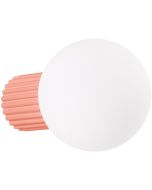 Sollux Halo SL.1752 perzik kleurig geribbelde wandlamp met wit bolvormig glazen kap