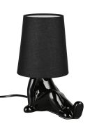 Reality Huma zwarte tafellamp van 24,5 cm hoog met lampvoet in de vorm van een zittend lichaam en een kapje van textiel als hoofd