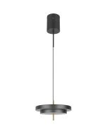 Trio Keaton zwarte hanglamp met dubbele schijf vormige kap van 40 cm in diameter met geïntegreerde led