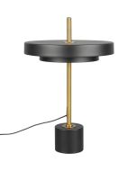 Trio Keaton zwarte tafellamp van 45,5 cm hoog met dubbele schijf vormige kap met geïntegreerde led naar beneden