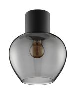 Brilliant Ligari zwarte hanglamp met bolvormige rookglazen kap van 23 cm in diameter