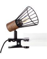 Brilliant Manama 78101/76 zwarte klemspot met donkerhouten achterzijde en zwarte kap van metaaldraad 