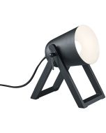 Trio Marc R50721032 zwarte tafellamp in de vorm van een metalen spot in een houten voet