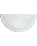 Brilliant Miramar 90196/05 witte halfronde wandlamp met in het midden een mat halfrond glas met een transparant randje