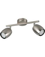 Reality Nancy staalkleurig plafondspot van 27,5 cm lang met twee metalen spotjes met GU10 lamp