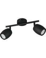 Reality Nancy zwarte plafondspot van 27,5 cm lang met twee metalen spotjes met GU10 lamp