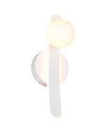 Trio Napoli witte wandlamp met LED langs de muur en een lichtgevende bol, met een schakelaar op de lamp