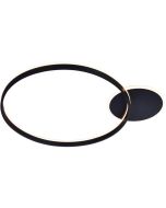 Freelight Orlo zwarte plafondlamp met led ring rond de plafondplaat met een diameter van 26cm en een LED ring van 60cm in diameter voor indirect licht via het plafond