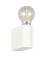 Trio Pratella eenvoudige witte wandlamp van 8cm hoog met een open helder E27 peertje met helder glas