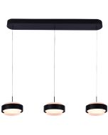 Freelight Puleggia zwarte hanglamp van 90 cm lang met drie pendels met geïntegreerde LED en katrolsysteem voor de hoogte