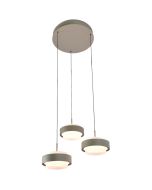 Freelight Puleggia olijf groene hanglamp van 35 cm in diameter met drie pendels met geïntegreerde LED en katrolsysteem voor de hoogte