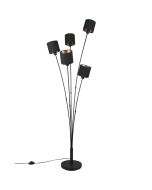 Trio Tommy R46335979 vloerlamp met zwarte kapjes van textiel
