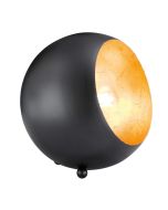 Trio Billy R50101032 zwart bolvormig tafellampje van metaal met opening aan de zijkant en goudkleurige binnenzijde