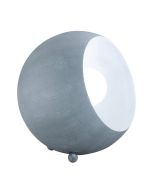 Trio Billy R50101078 beton kleurig bolvormig tafellampje van metaal met opening aan de zijkant en witte binnenzijde