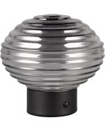 Reality Earl R57771154 oplaadbare tafellamp op batterijen met mat zwarte voet en geribbeld ovaal rookglazen kap