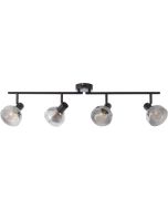 Brilliant Reflekt 82732/06 zwarte plafondspot met twee buizen met elk twee spots met kappen van rookglas