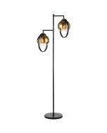 Freelight Aureol S2232GD zwarte vloerlamp met goud glas