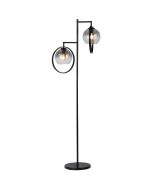 Freelight Aureol S2232SK zwarte vloerlamp met rookglas