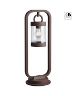 Trio Sambesi 504160124 sokkellamp met roestbruine boog met hangende cilindervormige transparant kunststof lantaarn daarin