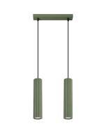 Sollux Karbon SL.1612 olijfgroene geribbelde hanglamp