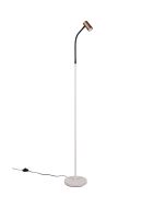 Reality Taryn warm grijs met zwarte staande leeslamp van 133,5 tot 141 cm hoog met klein koffiebruin spotje met 35mm GU10 lamp
