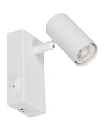 Reality Taryn compacte witte wandspot met schakelaar van 12cm hoog met een 35mm GU10 lampje