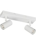 Reality Taryn compacte witte plafondspot met plafondbalk van 26cm en twee 35mm GU10 spotjes