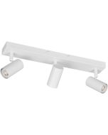 Reality Taryn compacte witte plafondspot met plafondbalk van 44,5cm en drie 35mm GU10 spotjes