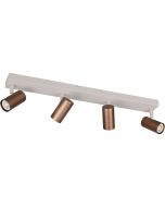 Reality Taryn compacte witte plafondspot met plafondbalk van 44,5cm en drie 35mm GU10 spotjes