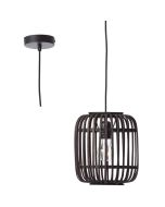 Brilliant Woodrow 93777/76 zwarte hanglamp met kap van zwart bamboe