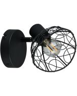 Casalum Yako zwarte spot van 14 cm hoog met kapje van gevlochten metaaldraad