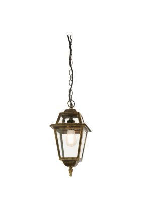 Searchlight New Orleans 1526 klassiek zwart gouden vierkante hanglamp voor buiten met acht ruitjes