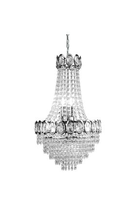 Searchlight Louis Phillipe 1611-6cc kristallen zakkroonluchter met chromen details