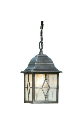 Searchlight Genoa 1641 klassieke hanglamp voor buiten met vierkante lantaarn met glazen ruitjes