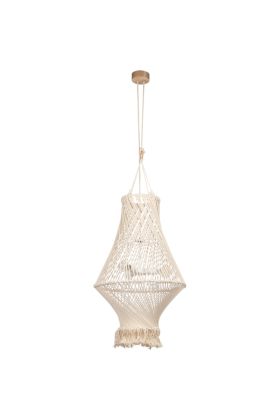 Britop Reve 18127374 kroonluchter van macrame touw en eikenhout