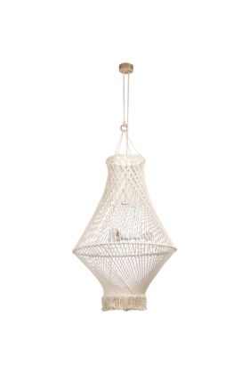 Britop Reve 18137374 kroonluchter van macrame touw en eikenhout
