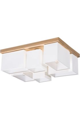 Britop Paloma 2452674 witte plafondlamp met eikenhout