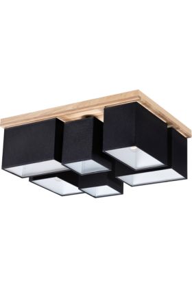 Britop Paloma 2454674 zwarte plafondlamp met eikenhout